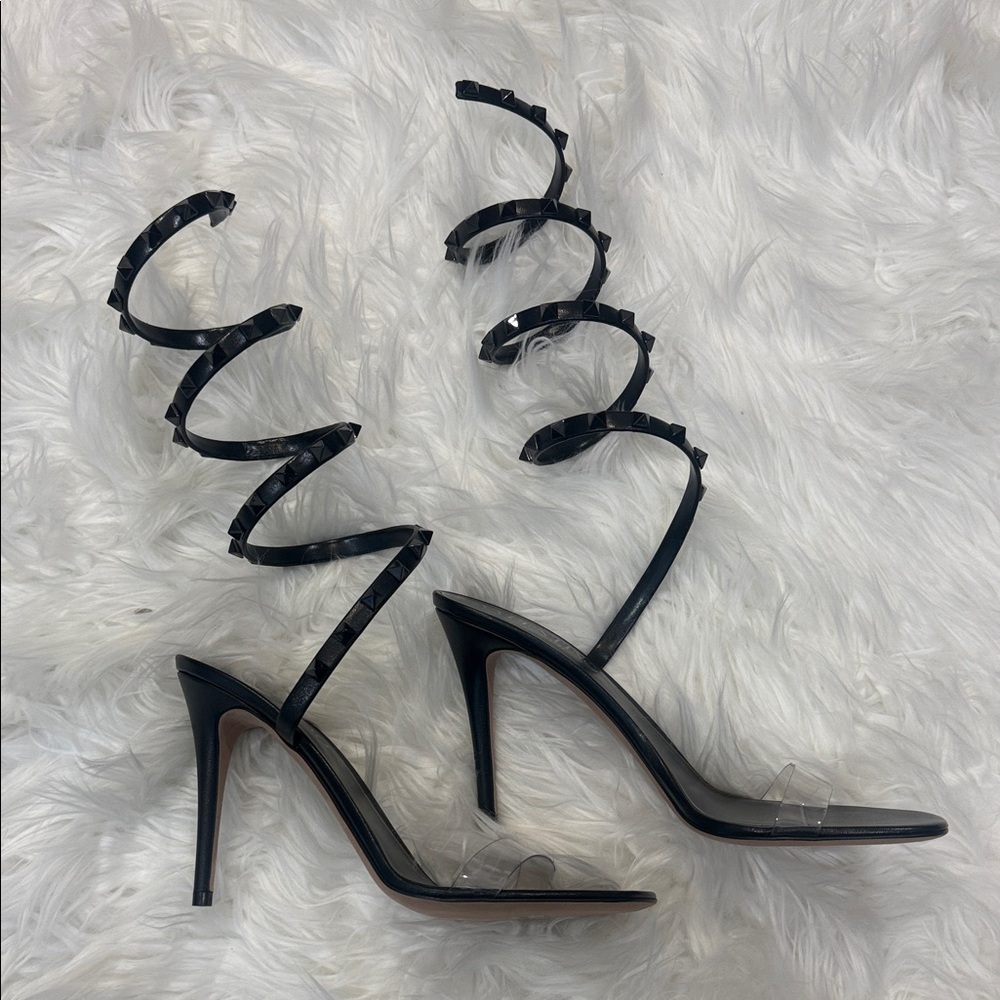 Valentino Black Spiral Strap Sandals 39.5 new - Picture 2 of 5